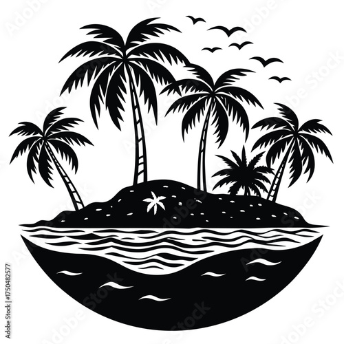 tropical island with palm trees