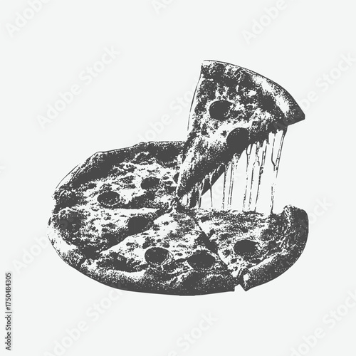 pizza, burger, Large Grain Photocopy Effect, for grunge punk y2k collage design