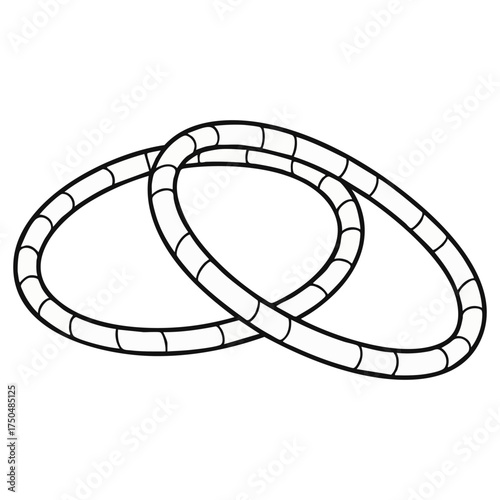 Pair of Hula Hoops Vector Outline Illustration Isolated Fitness Toy