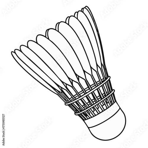 Badminton Shuttlecock Vector Outline Illustration Isolated Sport Gear