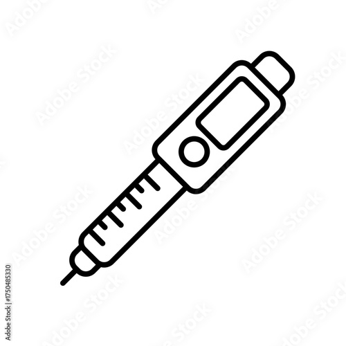 insulin pen  line icon with editable stroke