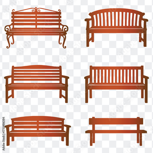 Icons of Benches for Parks, Gardens, and Outdoor Spaces