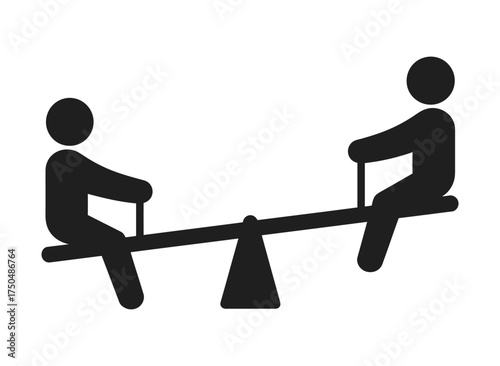 Two silhouette figures enjoying a seesaw ride on a playground