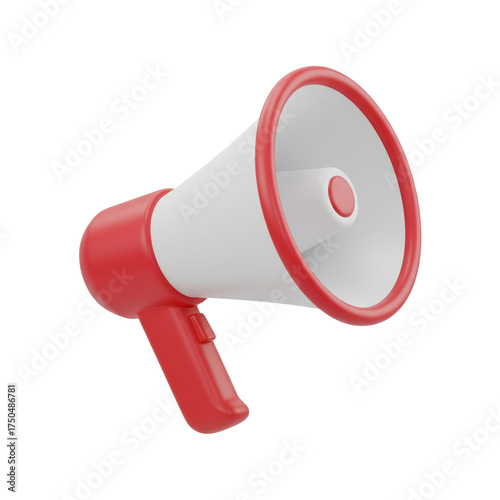 Make your voice heard with this bold red and white megaphone, perfect for announcements, promotions, and powerful messaging. Grab attention instantly now!
