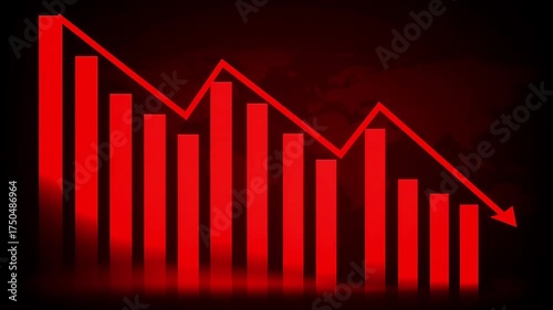 Global market trending crash chart downward for business investment strategies