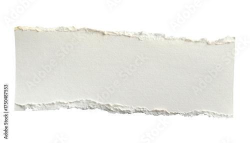 Close-up view of a rectangular, cream-colored paper strip with torn edges