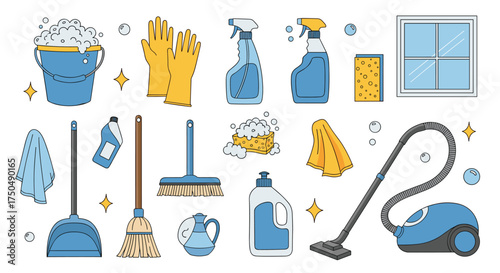 Essential cleaning supplies for a sparkling home.
