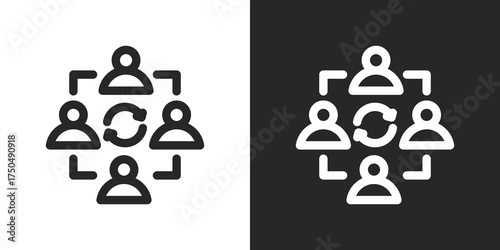 Collaboration Icon Set in Black and White Outline Style