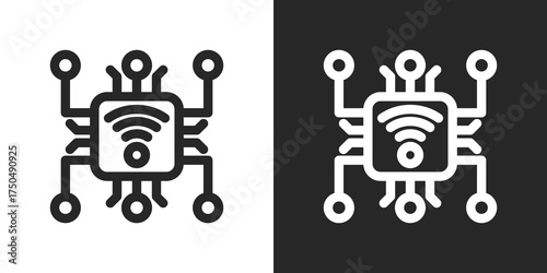 IoT Icon Set in Black and White Outline Style