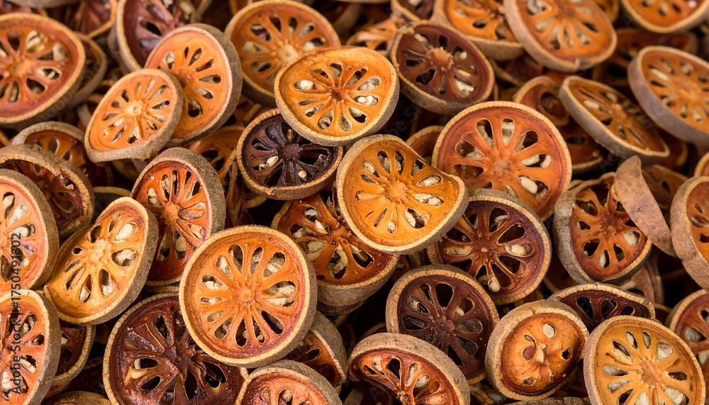 Fototapeta premium Dried fruit slices in a pile