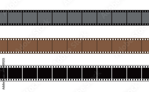 Film Strip Set Black, Brown and Gray Photo Negative Vector Collection