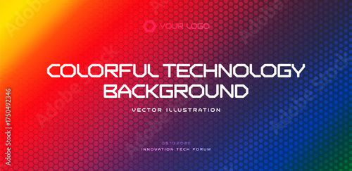 Colorful technology background with hexagon honeycomb gradient pattern. Abstract business tech science backdrop for banners, presentations, websites, app. Technology backgrounds. Vector illustration