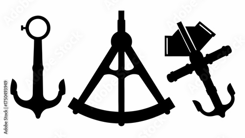 Classic navigation tools for maritime adventures, nautical travel, and ocean exploration in vintage style