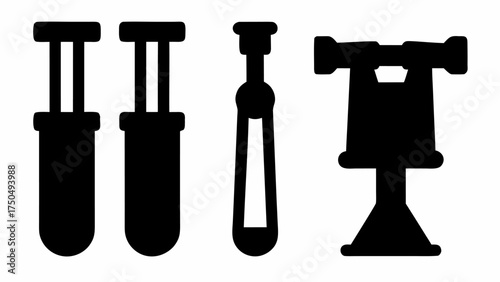 Eye-catching lab equipment and binoculars silhouette for science posters or educational infographics projects