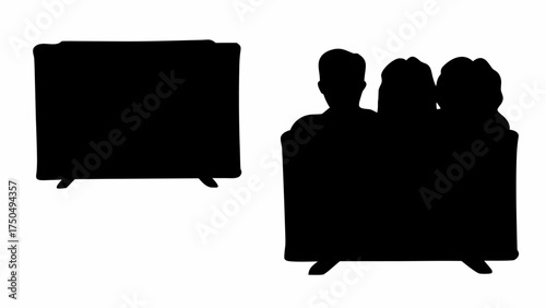 Engrossed family watching movie together on TV, creating memorable moments and shared entertainment experience