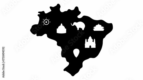 Explore India's iconic monuments and wildlife with this striking map graphic, a travel adventure awaits you now