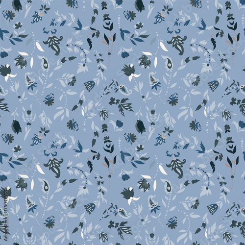 Frosted Blue Painterly Floral Field
