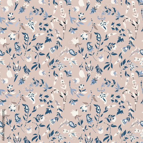 Soft Beige Painterly Floral Field
