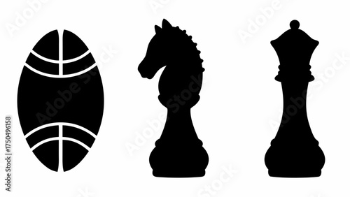 Strategic chess game concept with knight and queen silhouettes, perfect for strategy planning and business intelligence