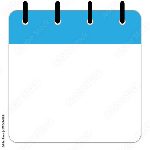 Isolated vector calendar icon with blue color and straight binding | Modern calendar sign with blank space for text