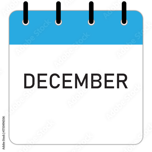 Month calendar | December month on calendar | Modern monthly calendar with free space for text and blue header