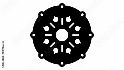 Elegant black wheel design with symmetrical pattern perfect for modern branding and logos