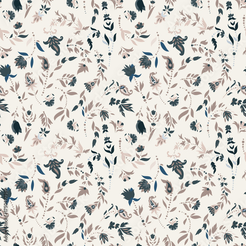 Cream Beige Painterly Floral Field