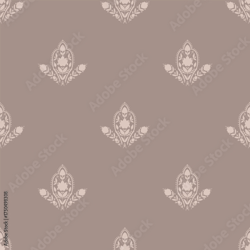 Taupe Laurel Damask Ornament
