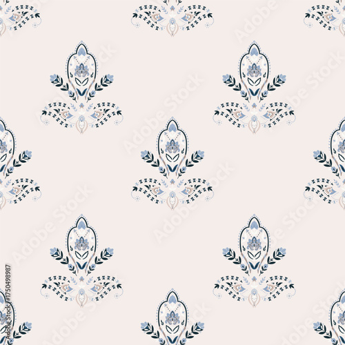 Pale Blush Ornamental Damask Bloom
