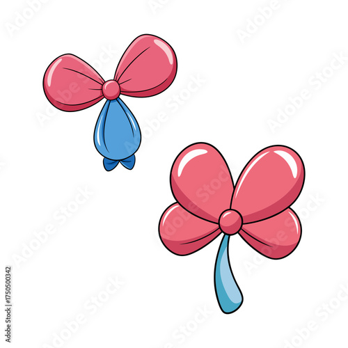 Pink and Blue Balloon Shaped Bows Illustration