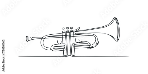 Single line drawing of a trumpet