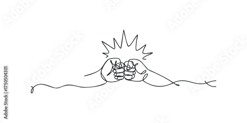 Two Fists Clashing in a Single Line Drawing