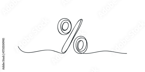 Continuous Line Drawing of a Percentage Symbol