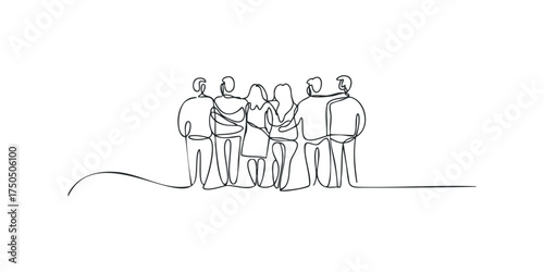 Group Hug with Arms Around Shoulders