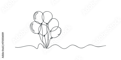 Group of Floating Balloons on a Wavy Surface