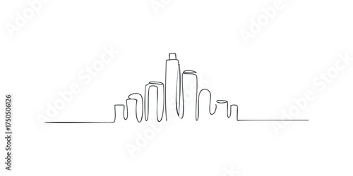 Skyscrapers drawn in simple continuous line style