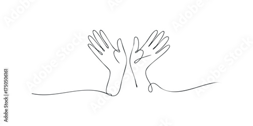 Open hands gesture with flowing lines
