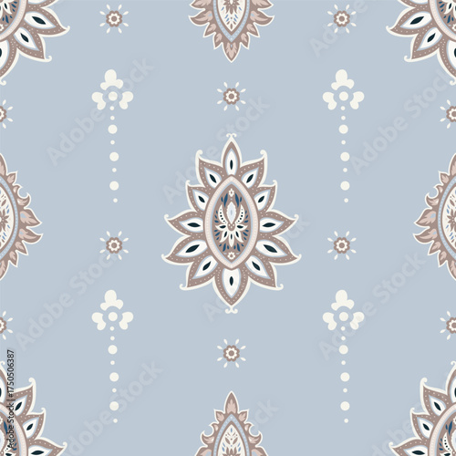 Soft Blue Ornamental Medallion Motifs