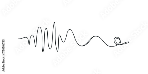 Black abstract wavy line on white background