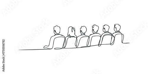 Line Art of People Seated Together Facing Away