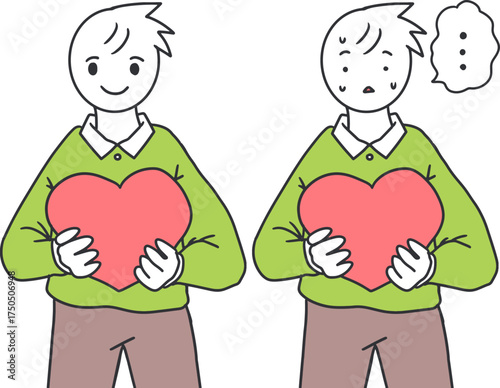 Two Holding Heart Symbol with Emotional Contrast. Useful for concepts of love, acceptance, shyness, or relationships. Perfect for love, relationships, and emotions concepts