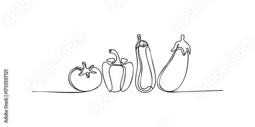 Line drawing of tomato pepper and eggplant variety