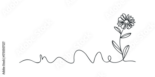 Single Line Flower Stem with Wavy Ground