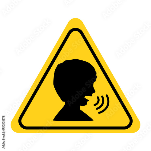 Warning Keep Silence Symbol Sign. Flat vector illustration design isolated on white background.