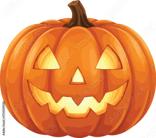 Halloween pumpkin, carved jack o lantern, smiling pumpkin face, orange pumpkin, spooky decoration
