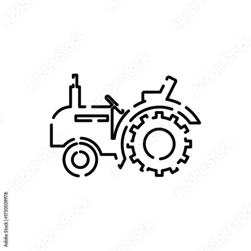 Black line icon of a tractor showing its distinct silhouette and sturdy build