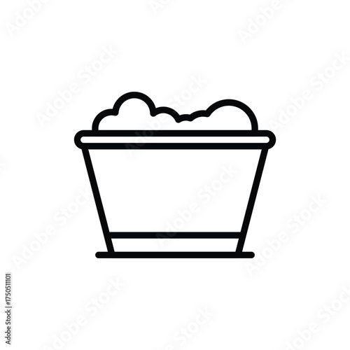 Outline depicts a bucket with foamy contents minimalistic black lines