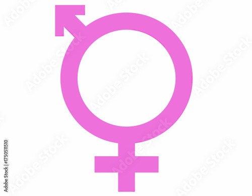 Pink symbol combining male and female gender symbols on white background