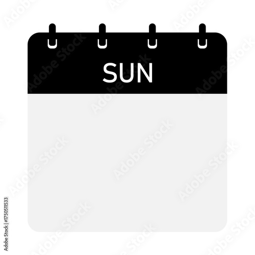 Infographic calendar icon design with black header | Futuristic calendar design with space for text | Sunday calendar demo 