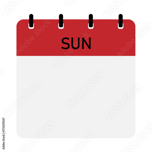 Infographic calendar icon design with red header | Futuristic calendar design with space for text | Sunday calendar demo 